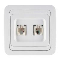 Розетка компьютерная RJ-45 с/у Mimoza 12036, 2 гнезда, белая