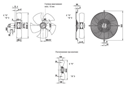 Вентилятор осевой 450 мм Ebmpapst A6E450-AN08-02
