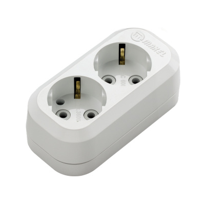 Колодка 2 гнезда Makel MGP111, 16А, 230В, с/з, белая