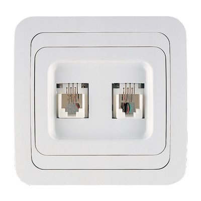 Розетка компьютерная RJ-45 с/у Mimoza 12036, 2 гнезда, белая