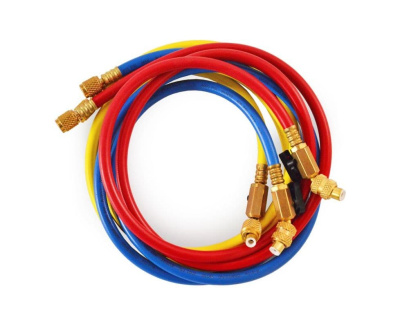 Заправочный шланг VRP-C-RYB (1,5м.) (R22, R134A) с вент.