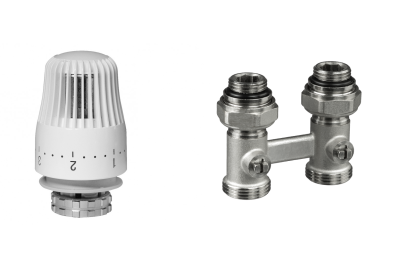 Комплект для радиаторов с нижним подключением: клапан LV-KB 20 + TR 84, 3/4 Угловой Ридан 013G7225R