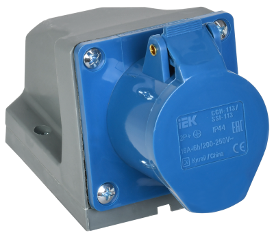 Розетка стационарная ССИ-113 2P+PE 16А 200-250В IP44 IEK
