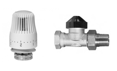 Комплект для двухтрубной системы отопления: клапан TR-N 20 угловой и TR 84 комплект Ридан 013G2175R
