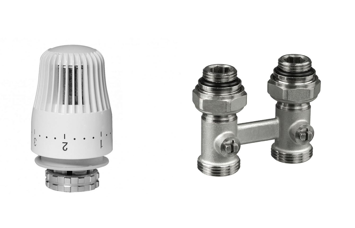 Комплект для радиаторов с нижним подключением: клапан LV-KB 20 + TR 84, 3/4 Прямой Ридан 013G7223R